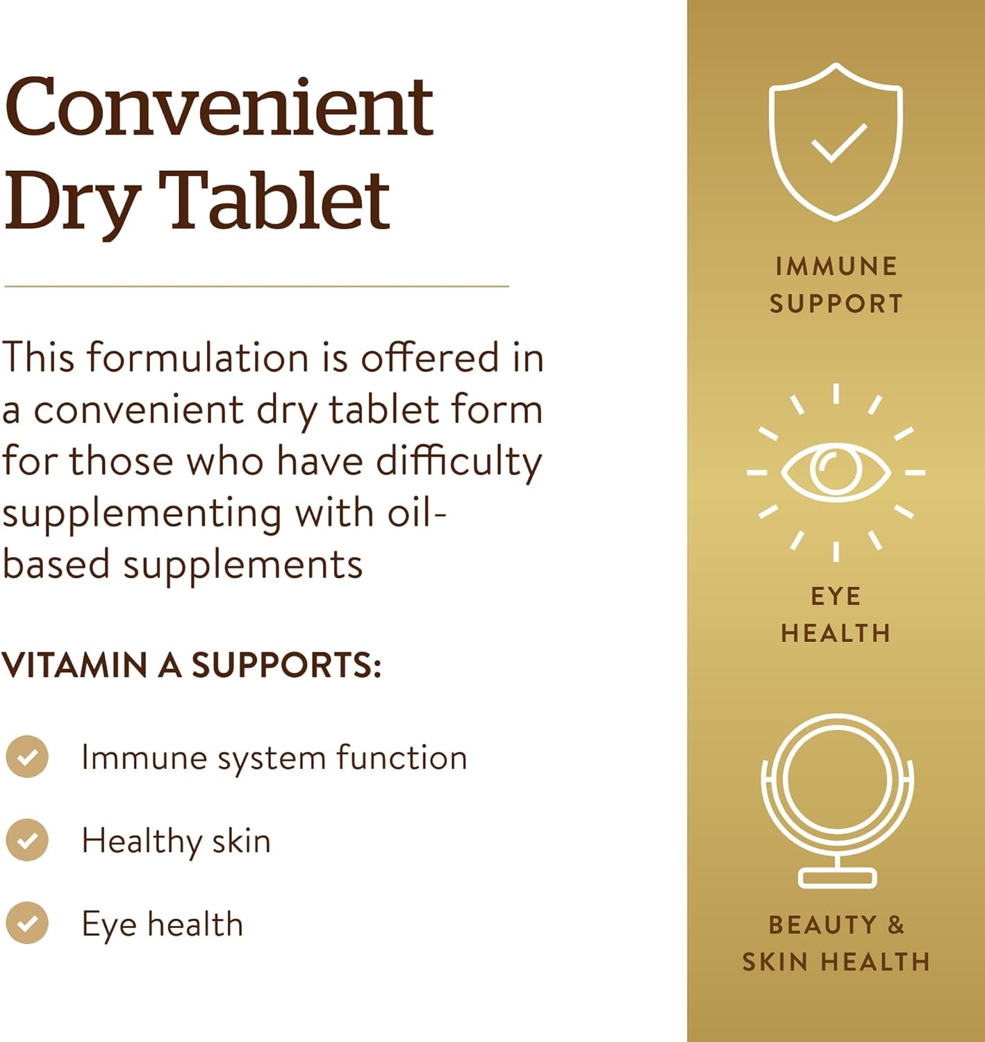 Dry Vitamin a 1500 Mcg (5000 IU), 100 Tablets - Supports Healthy Eyes, Skin & Immune System - Non-Gmo, Vegan, Gluten Free, Dairy Free, Kosher - 100 Servings