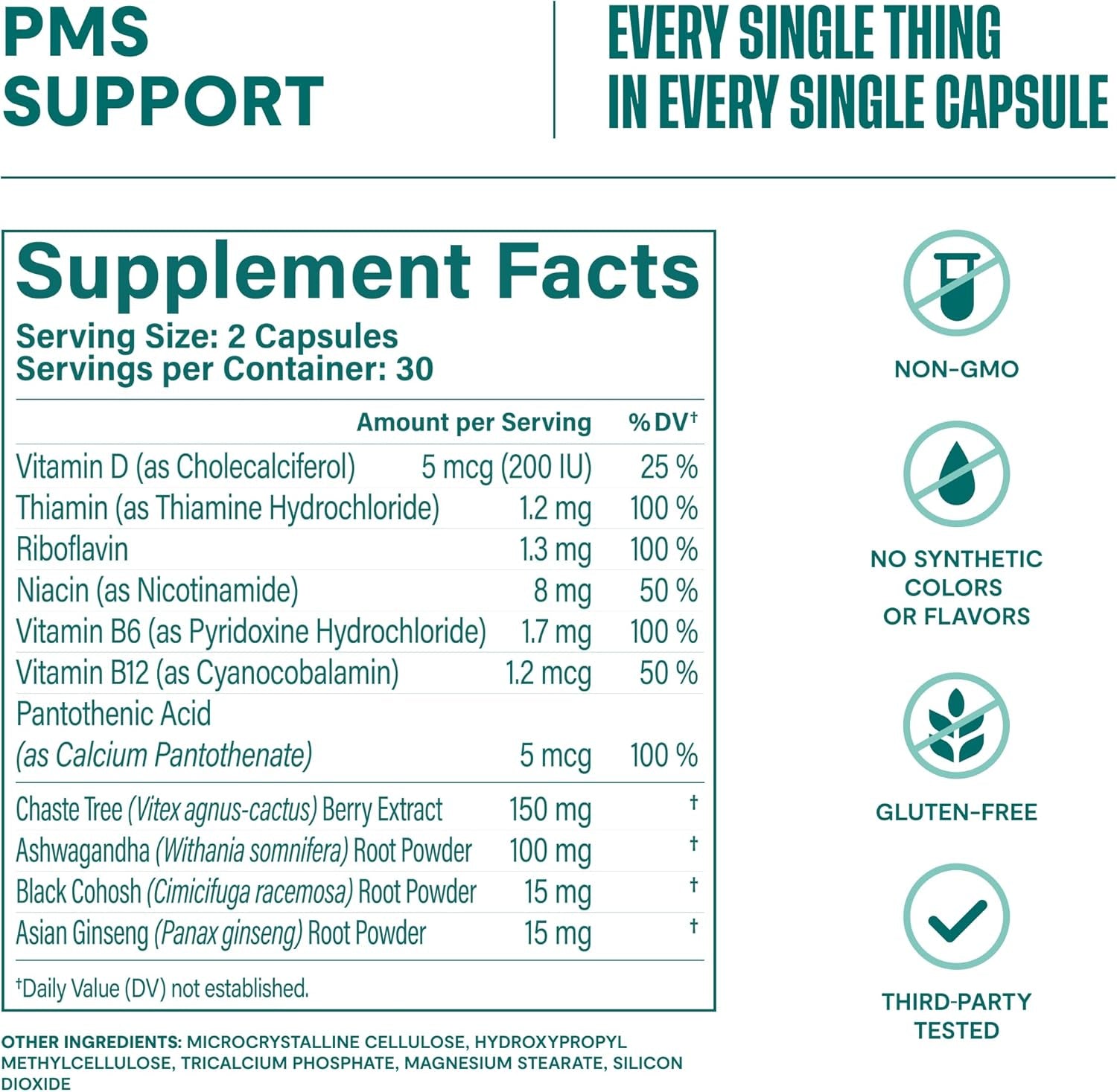 HABIT PMS Support Supplement for Women (60 Capsules) - Supports Premenstrual Symptoms & Stress, Hormone Balance, Mood, B Vitamins, Vitamin D, Chasteberry, Ashwagandha, Gluten-Free, Non-Gmo (1 Pack)
