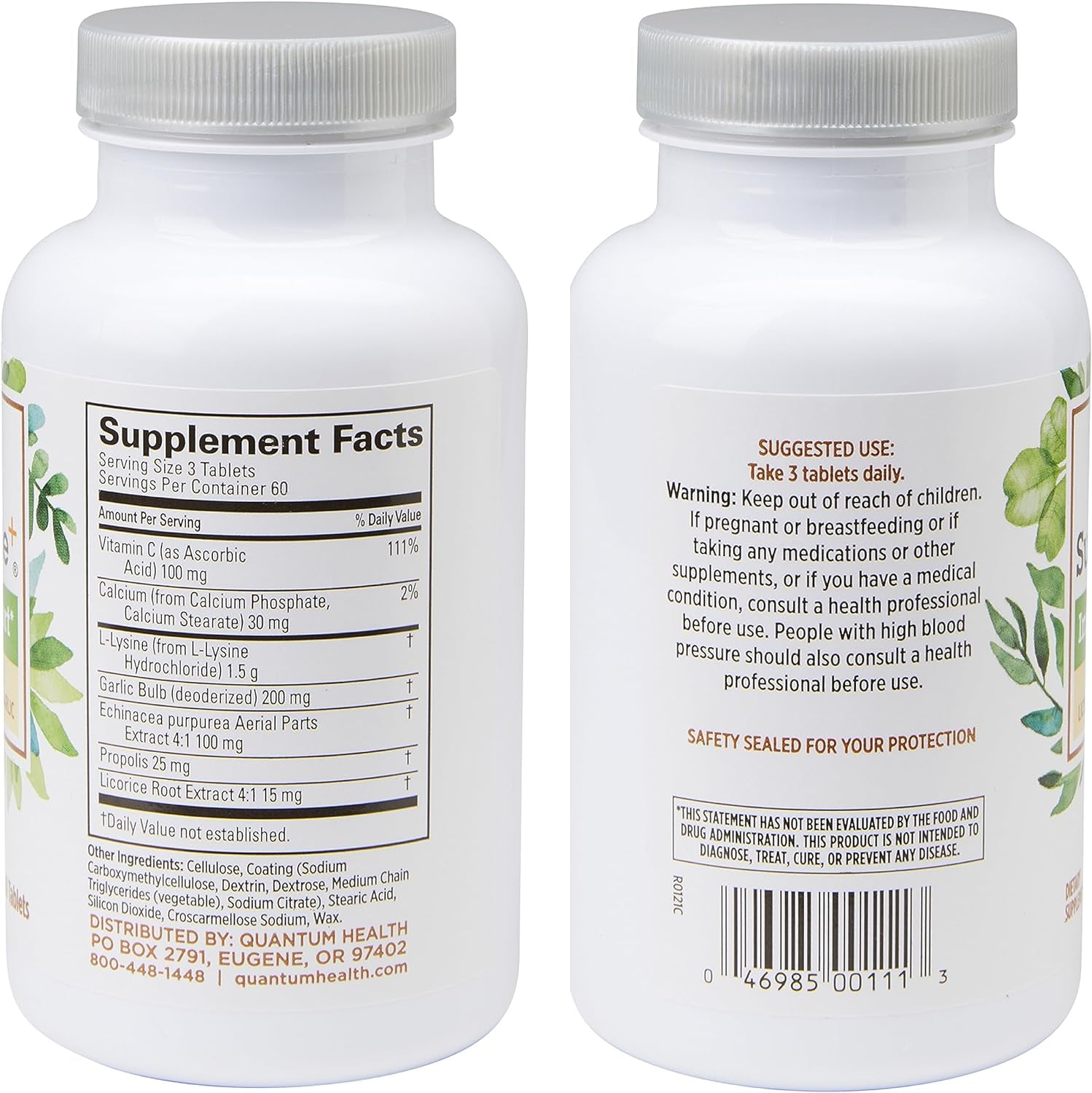 Super Lysine+ / Advanced Formula Lysine+ Immune Support with Vitamin C, Echinacea, Licorice, Propolis, Odorless Garlic (180 Tablets), Packaging May Vary