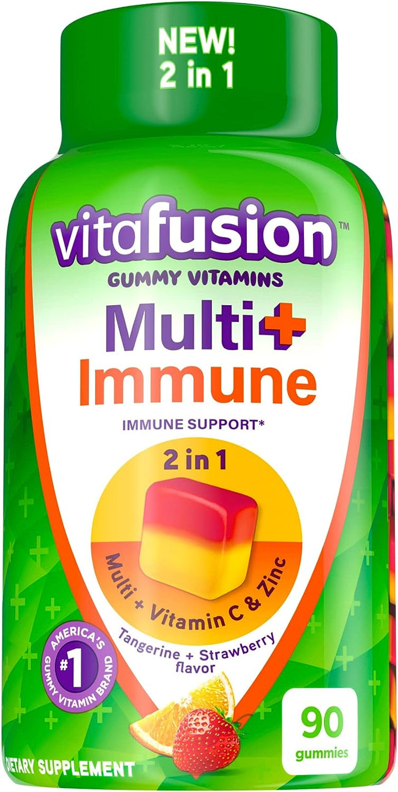 Multi+ Immune Support* – 2-In-1 Benefits & Flavors – Adult Gummy Vitamins with Vitamin C, Zinc, Daily Multivitamins, 90 Count