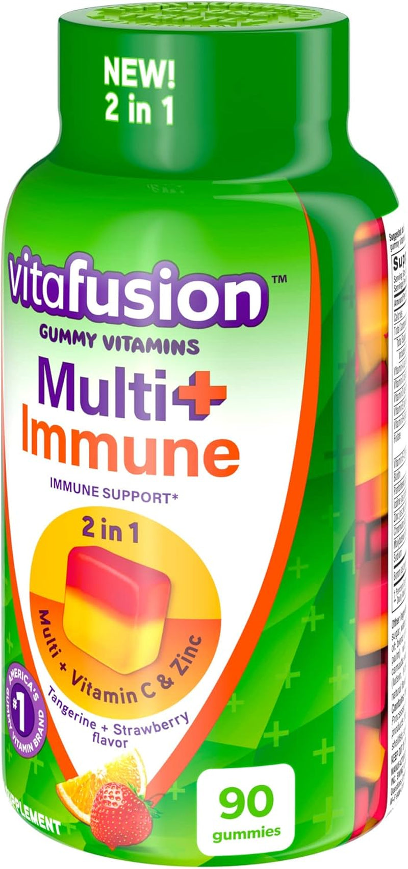 Multi+ Immune Support* – 2-In-1 Benefits & Flavors – Adult Gummy Vitamins with Vitamin C, Zinc, Daily Multivitamins, 90 Count