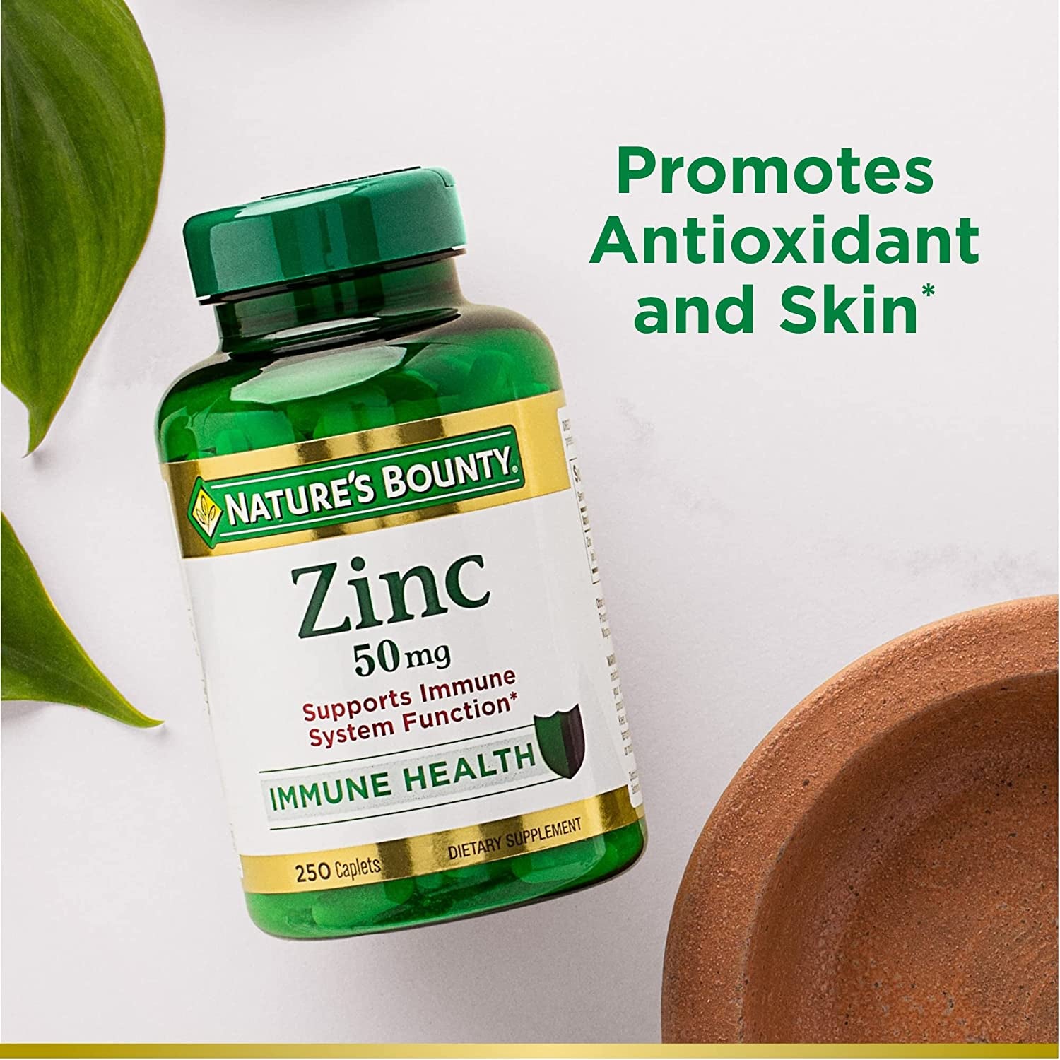 Zinc 50Mg, Immune Support & Antioxidant Supplement, Promotes Skin Health 250 Caplets