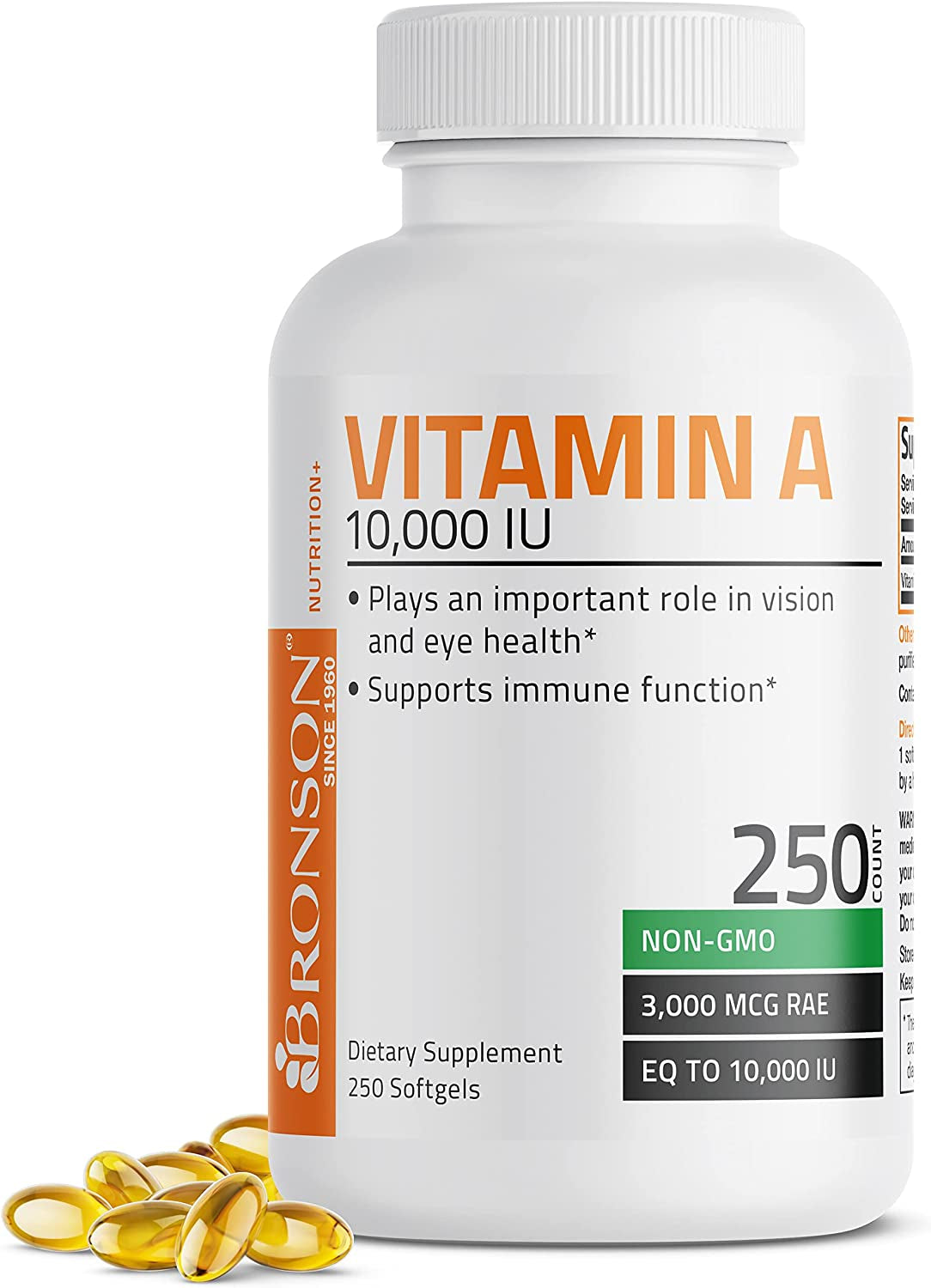 Vitamin a 10,000 IU Premium Non-Gmo Formula Supports Healthy Vision & Immune System and Healthy Growth & Reproduction, 250 Softgels