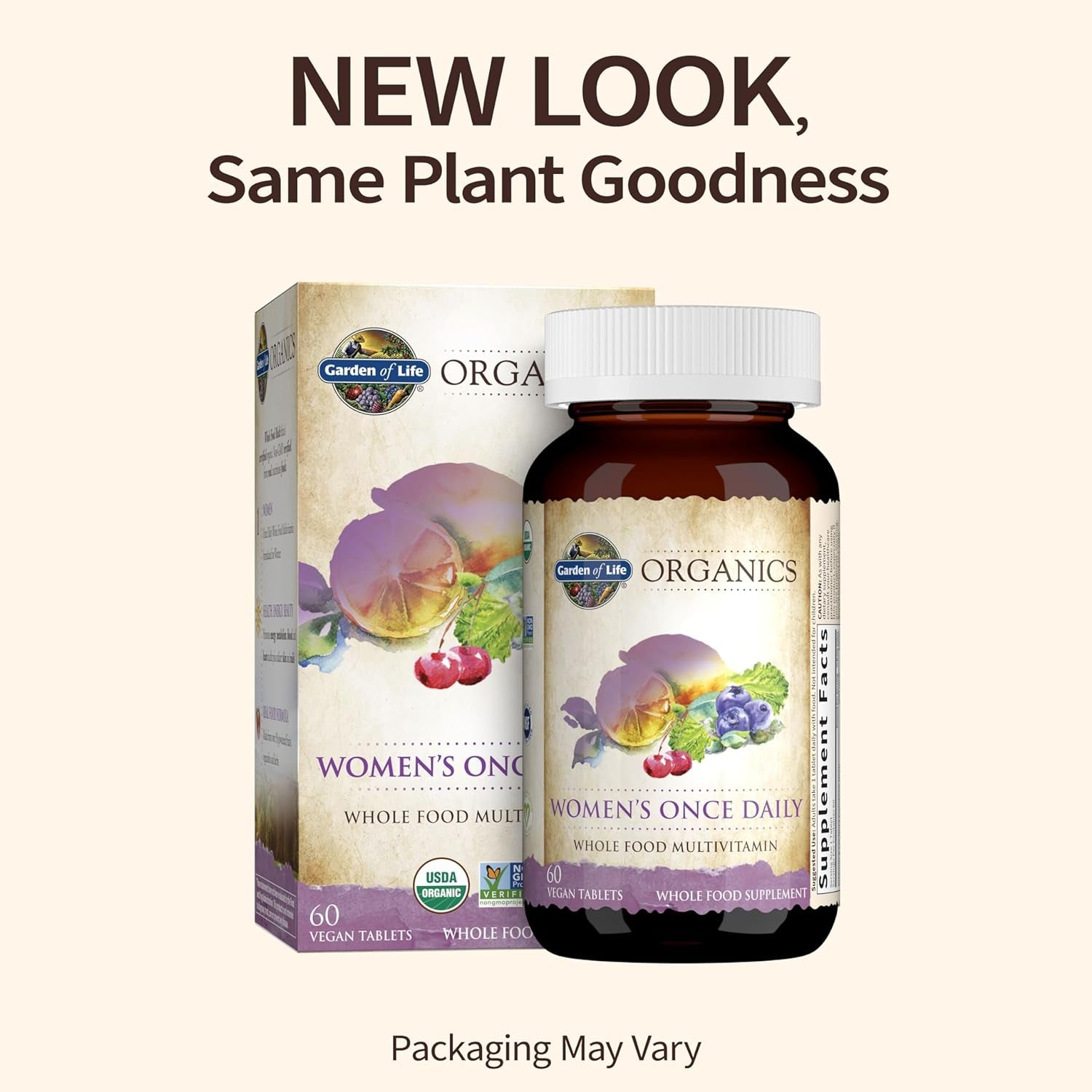Organics Multivitamin for Women - Women'S Once Daily Multi - 60 Tablets, Whole Food Multi with Iron, Biotin, Vegan Organic Vitamin for Women'S Health, Energy Hair Skin and Nails