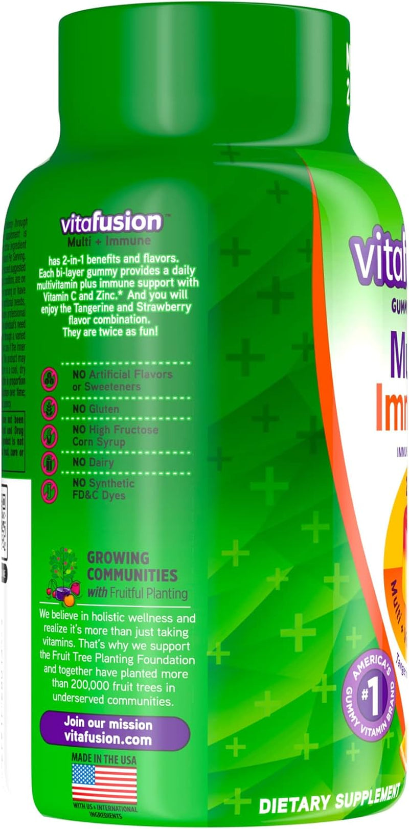 Multi+ Immune Support* – 2-In-1 Benefits & Flavors – Adult Gummy Vitamins with Vitamin C, Zinc, Daily Multivitamins, 90 Count