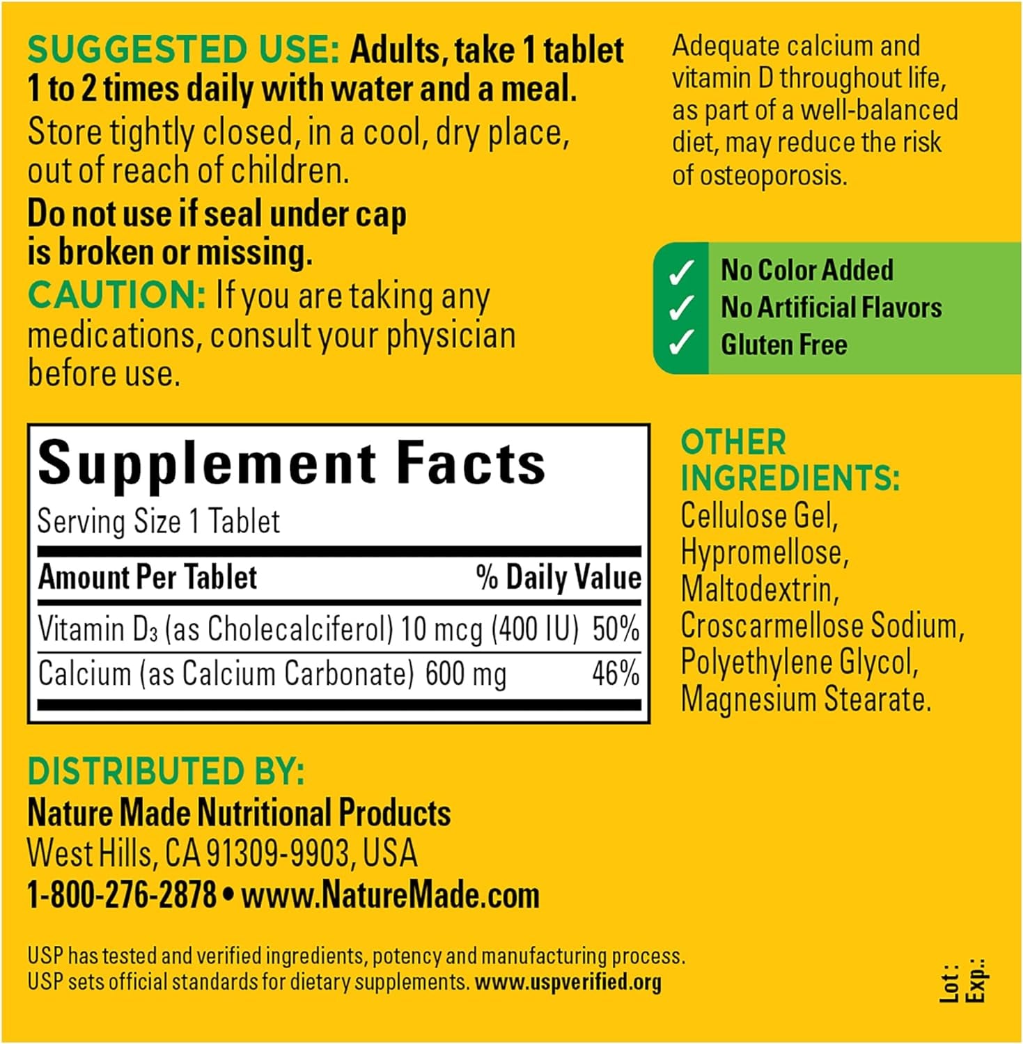 Calcium 600 Mg with Vitamin D3, Dietary Supplement for Bone Support, 220 Tablets (Pack of 1)