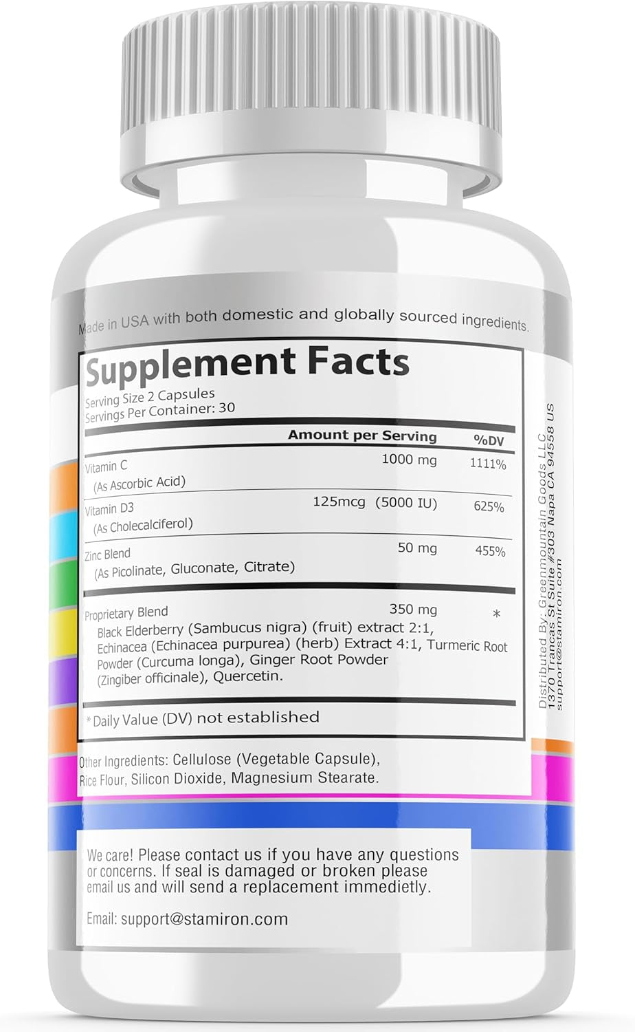8 in 1 Immune Support with Quercetin Zinc 50Mg Vitamin C 1000Mg Vitamin D3 5000 IU and Elderberry Echinacea Ginger for Adults Kids - Vit D Immunity Defense Booster Supplement Veg Capsules Made in USA