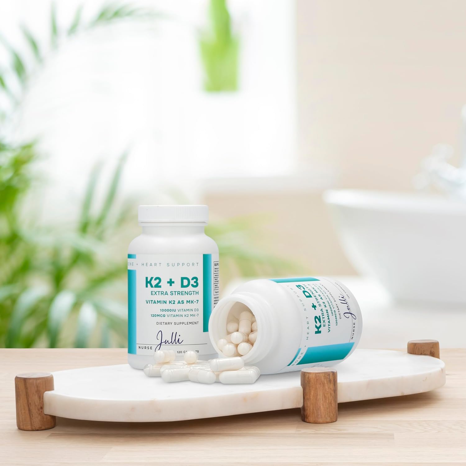 Vitamin K2 + D3 Extra Strength Supplement - 120 Capsules with MK-7 for Bone and Heart Health Support - Essential Nutrients for Calcium Absorption and Immune Function
