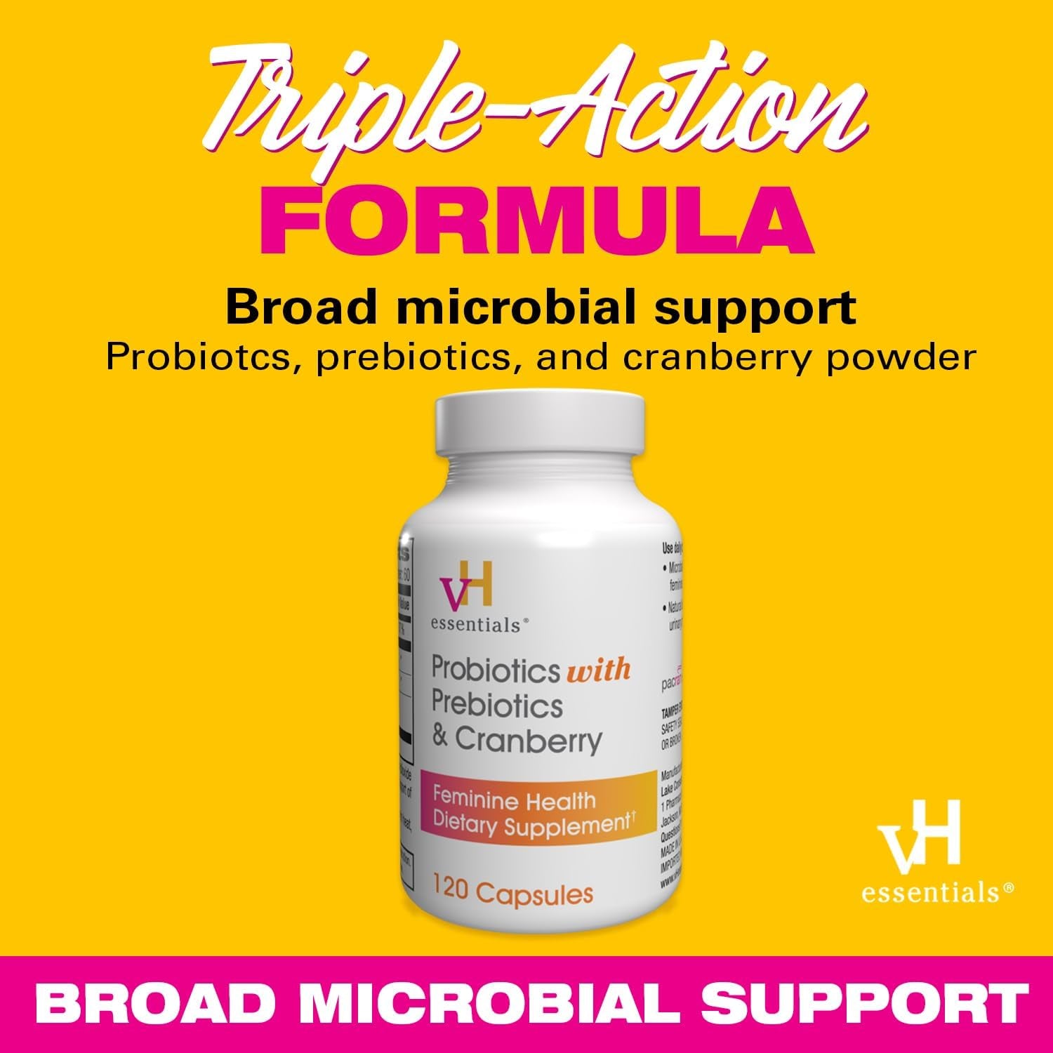 Probiotics with Prebiotics and Cranberry Feminine Health Supplement - 120 Capsules (544-36)