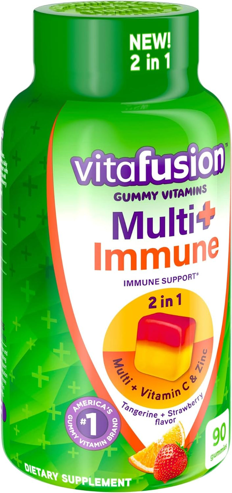 Multi+ Immune Support* – 2-In-1 Benefits & Flavors – Adult Gummy Vitamins with Vitamin C, Zinc, Daily Multivitamins, 90 Count