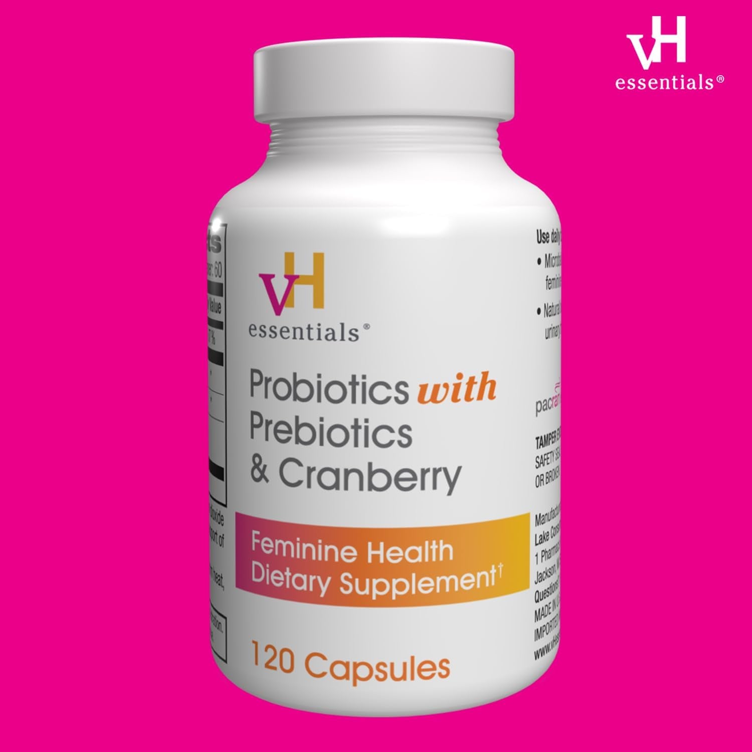 Probiotics with Prebiotics and Cranberry Feminine Health Supplement - 120 Capsules (544-36)