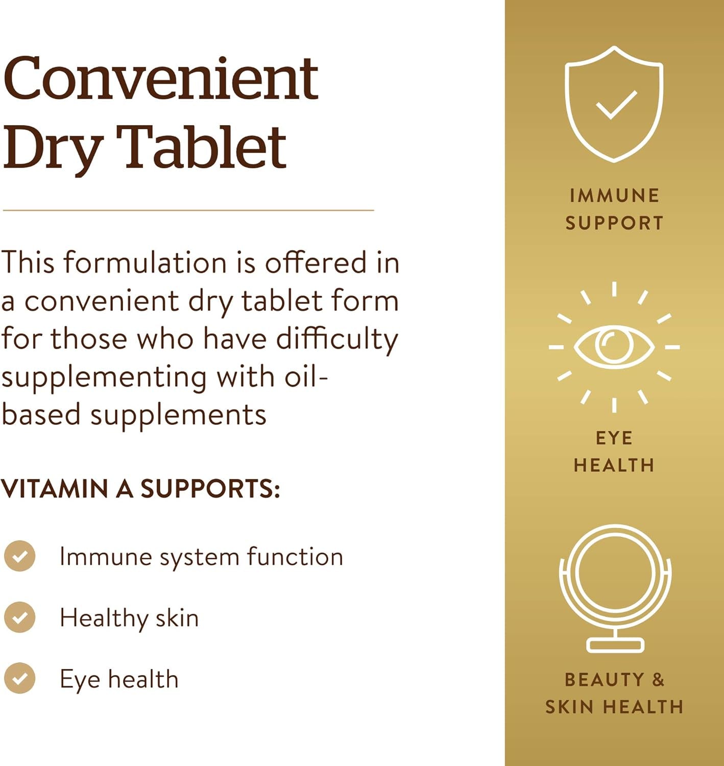 Dry Vitamin a 1500 Mcg (5000 IU), 100 Tablets - Supports Healthy Eyes, Skin & Immune System - Non-Gmo, Vegan, Gluten Free, Dairy Free, Kosher - 100 Servings
