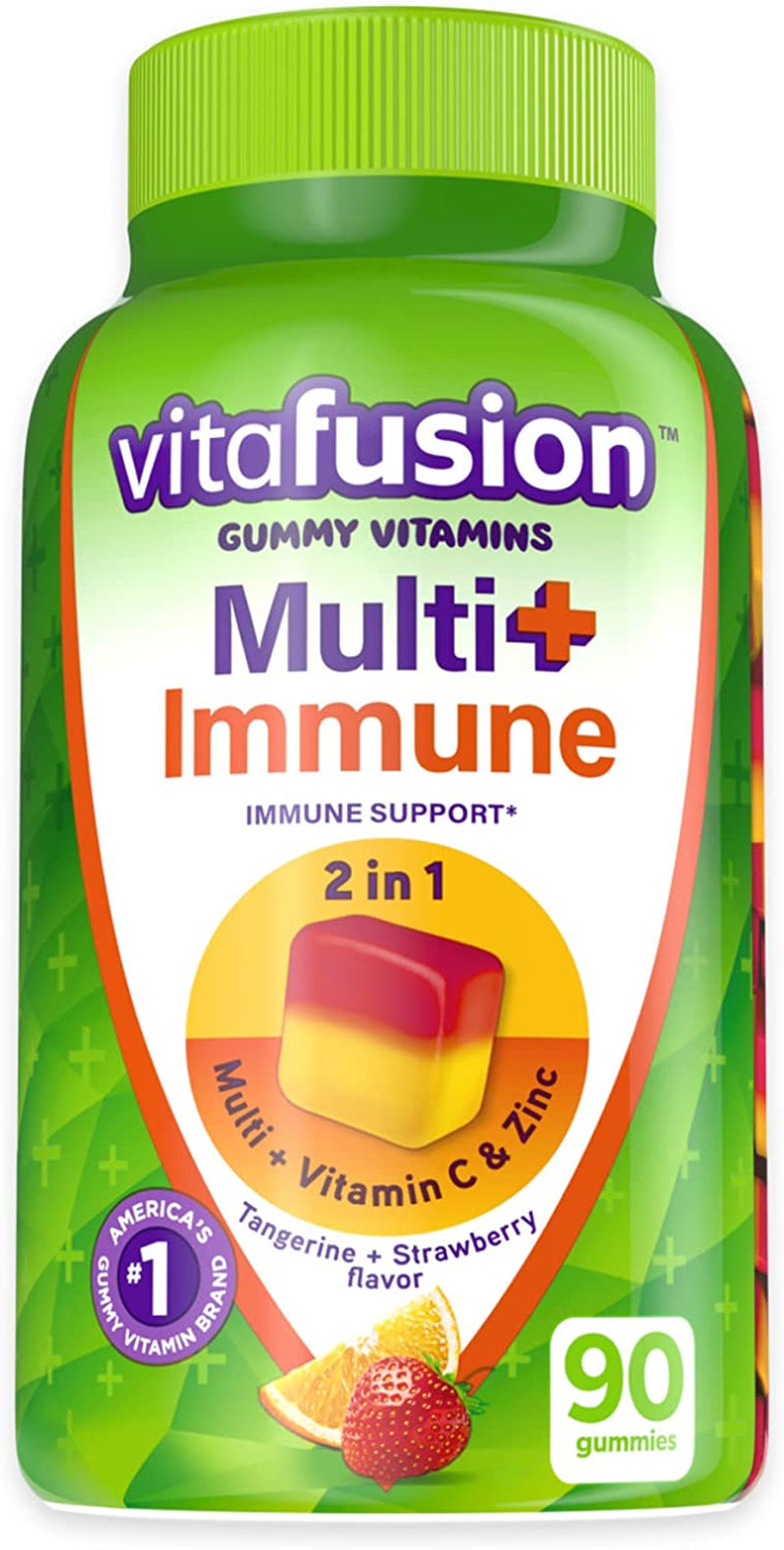 Multi+ Immune Support* – 2-In-1 Benefits & Flavors – Adult Gummy Vitamins with Vitamin C, Zinc, Daily Multivitamins, 90 Count