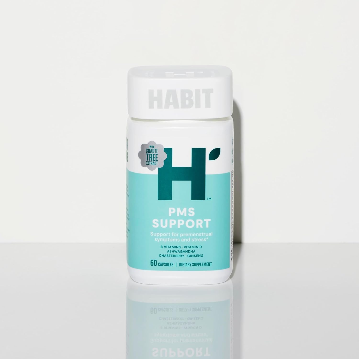 HABIT PMS Support Supplement for Women (60 Capsules) - Supports Premenstrual Symptoms & Stress, Hormone Balance, Mood, B Vitamins, Vitamin D, Chasteberry, Ashwagandha, Gluten-Free, Non-Gmo (1 Pack)