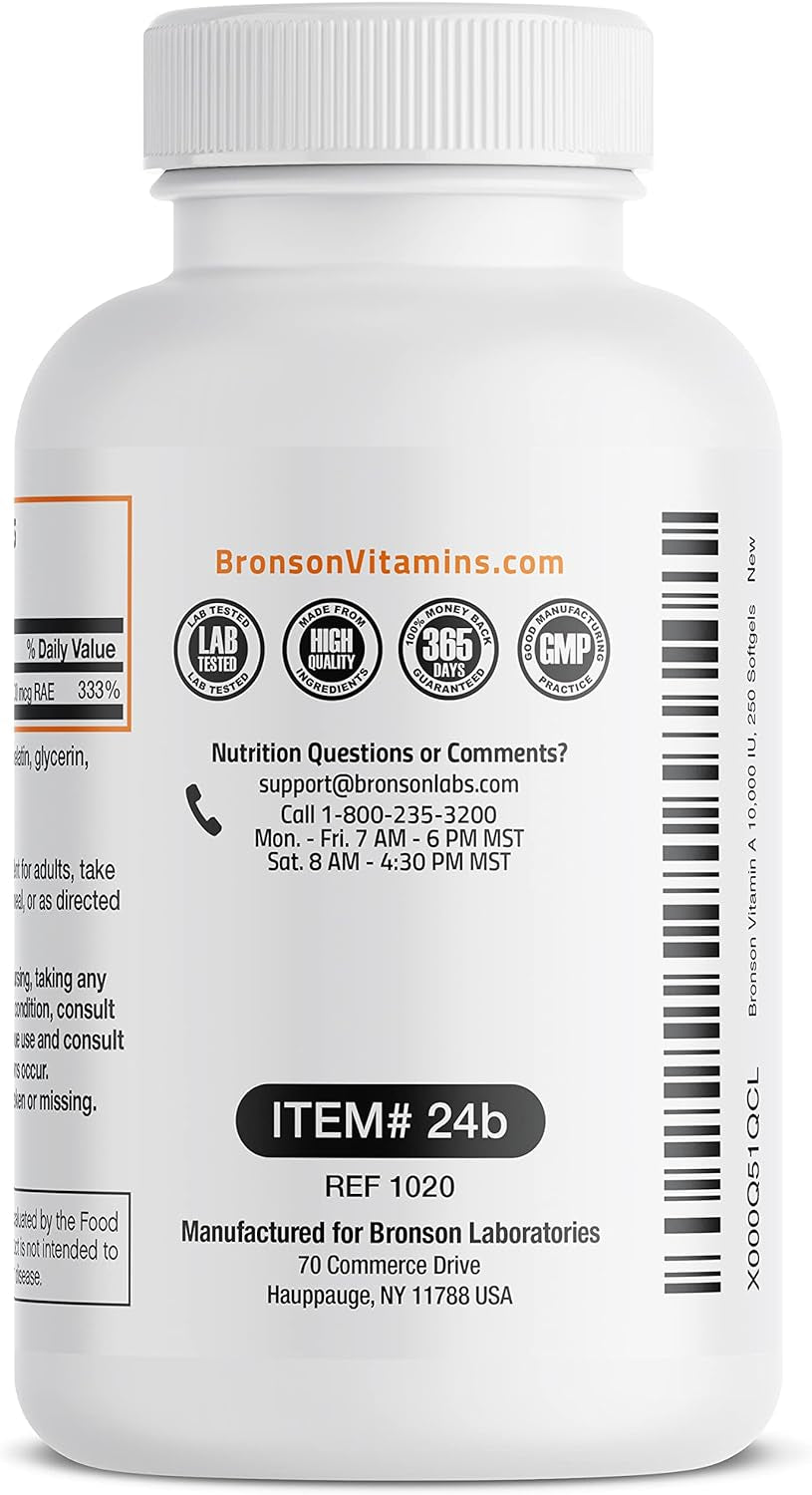Vitamin a 10,000 IU Premium Non-Gmo Formula Supports Healthy Vision & Immune System and Healthy Growth & Reproduction, 250 Softgels