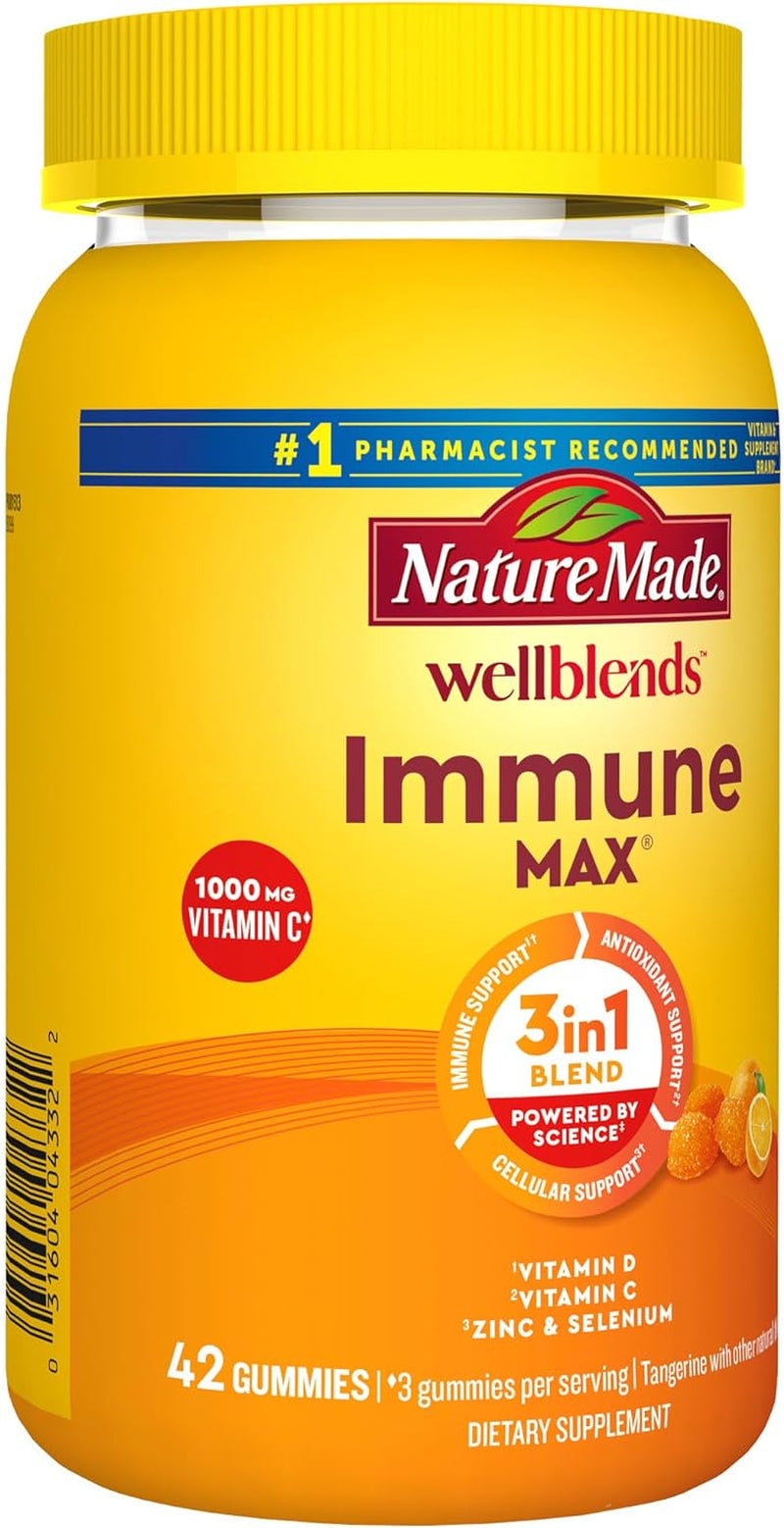 Wellblends Immunemax Gummies, Vitamin C 1000Mg + Zinc, Selenium, & Vitamin D3 5000 IU, Immune Support Supplement, 42 Gummies