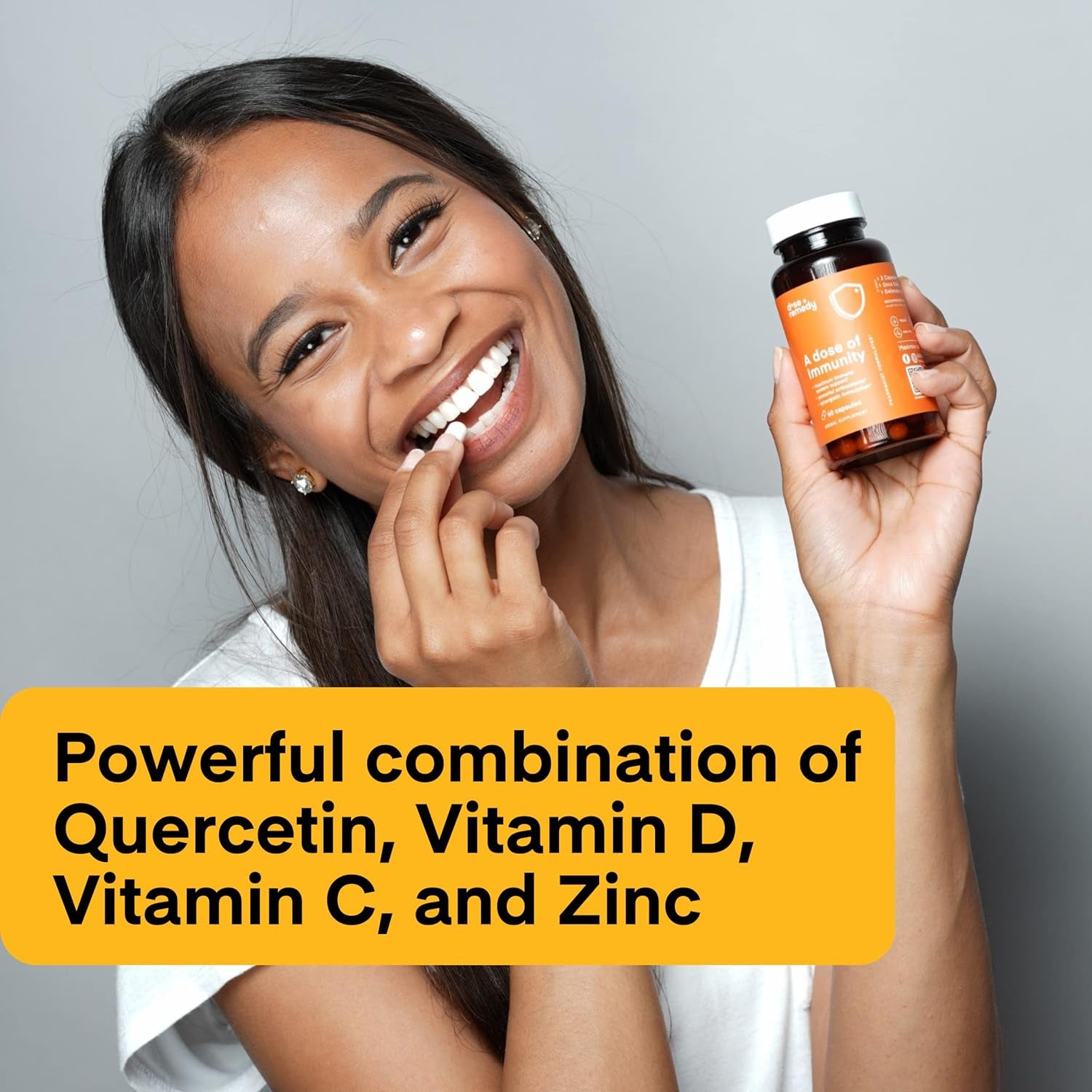 A Dose of Immunity Quercetin with Vitamin C and Zinc, Vitamin D, 500Mg Quercetin Bromelain with Echinacea & B Vitamins, Lung Immune Support Supplement 7 in 1 Immunity Defense Booster (60 Count)