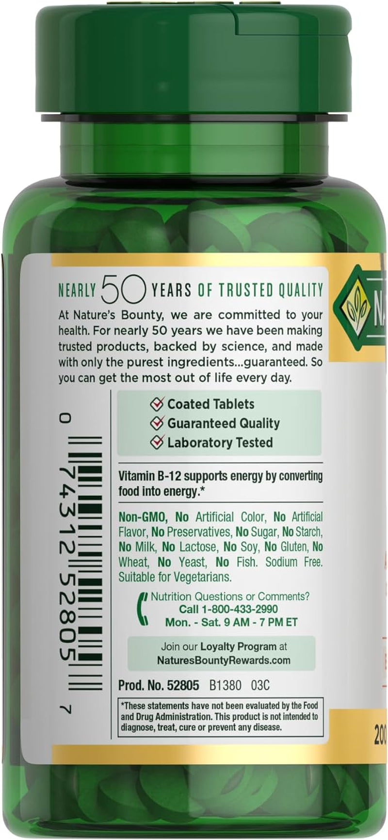 Vitamin B12, Supports Energy Metabolism, Tablets, 1000Mcg, 200 Ct