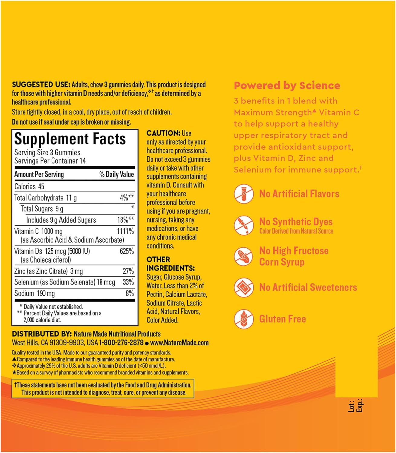 Wellblends Immunemax Gummies, Vitamin C 1000Mg + Zinc, Selenium, & Vitamin D3 5000 IU, Immune Support Supplement, 42 Gummies