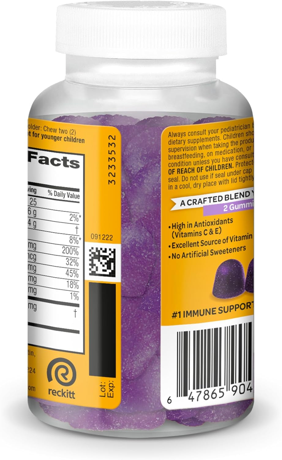 Elderberry + Zinc & Vitamin C Gummies for Adults, Immune Support Vitamin D & Zinc Gummies with Powerful Antioxidant Vitamins C D & E - 50 Gummies, Elderberry Flavor