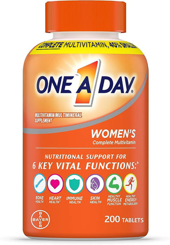 Womens Complete Daily Multivitamin with Vitamin A, B , C, D, and E, Calcium and Magnesium, Immune Health Support, 200 Count
