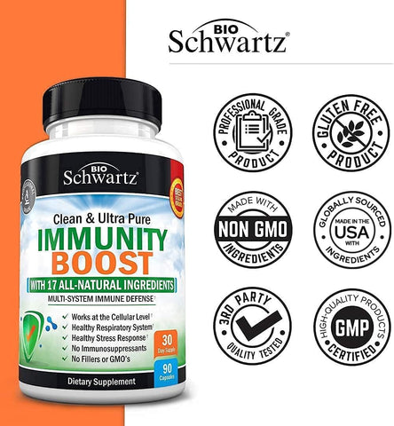 Immune Support Supplement with Vitamin C 1000Mg Zinc Elderberry Extract Ginger Root Beta Carotenes, Immunity Boost for Adults, Natural Immune Defense Antioxidant Vitamins, 90 Capsules