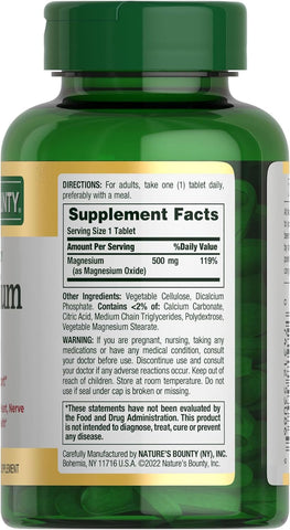 Magnesium, Bone and Muscle Health, Whole Body Support, Tablets, 500 Mg, 200 Ct