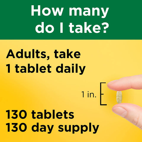 Multivitamin Tablets with Iron, Multivitamin for Women and Men for Daily Nutritional Support, 130 Tablets, 130 Day Supply