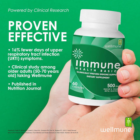 Ultra Strength Immunity - Clinically Proven Immune Support - Wellmune Highly Purified Beta Glucan - Gluten-Free, Non-Allergenic, Non-Gmo and Vegan Capsules - 60 Capsules, 500 Mg