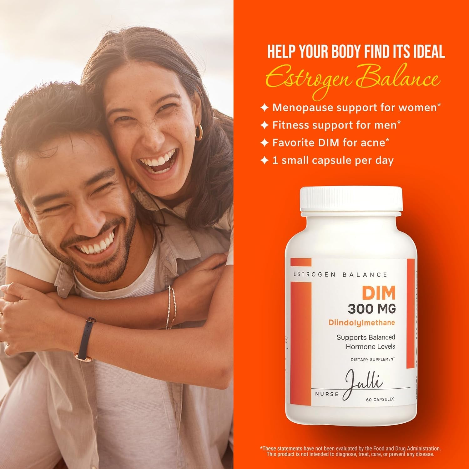 DIM Supplement 300Mg | Estrogen Balance for Men and Women | Menopause, PCOS, Hormonal Acne Support & Antioxidant Support for Women | Boosted with Natural Metabolites | Manufactured in the USA | 60 Ct.