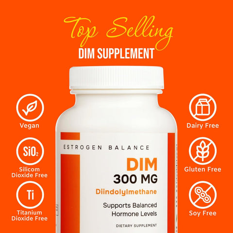 DIM Supplement 300Mg | Estrogen Balance for Men and Women | Menopause, PCOS, Hormonal Acne Support & Antioxidant Support for Women | Boosted with Natural Metabolites | Manufactured in the USA | 60 Ct.