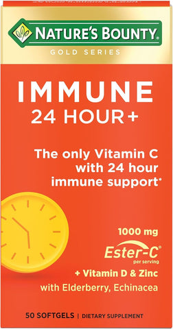 Immune 24 Hour +, the Only Vitamin C with 24 Hour Immune Support from Ester C, Rapid Release Softgels, 50 Count