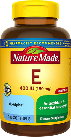 Vitamin E 180 Mg (400 IU) Dl-Alpha, Dietary Supplement for Antioxidant Support, 300 Softgels, 300 Day Supply