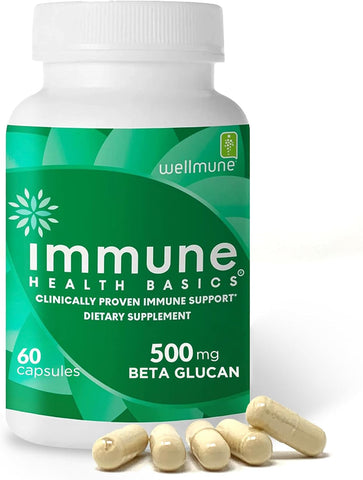 Ultra Strength Immunity - Clinically Proven Immune Support - Wellmune Highly Purified Beta Glucan - Gluten-Free, Non-Allergenic, Non-Gmo and Vegan Capsules - 60 Capsules, 500 Mg