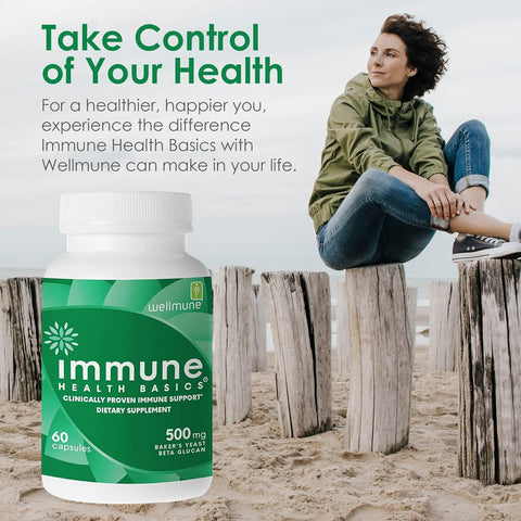 Ultra Strength Immunity - Clinically Proven Immune Support - Wellmune Highly Purified Beta Glucan - Gluten-Free, Non-Allergenic, Non-Gmo and Vegan Capsules - 60 Capsules, 500 Mg