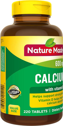 Calcium 600 Mg with Vitamin D3, Dietary Supplement for Bone Support, 220 Tablets (Pack of 1)