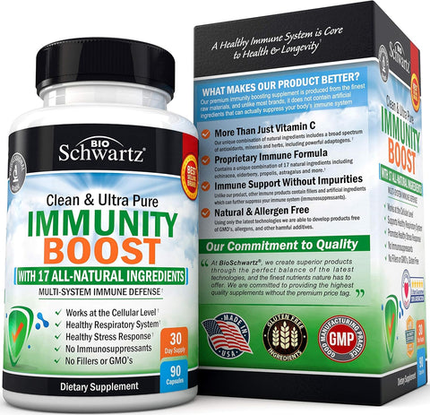 Immune Support Supplement with Vitamin C 1000Mg Zinc Elderberry Extract Ginger Root Beta Carotenes, Immunity Boost for Adults, Natural Immune Defense Antioxidant Vitamins, 90 Capsules