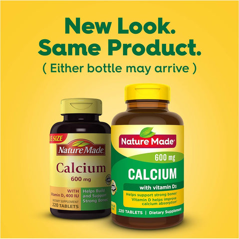 Calcium 600 Mg with Vitamin D3, Dietary Supplement for Bone Support, 220 Tablets (Pack of 1)