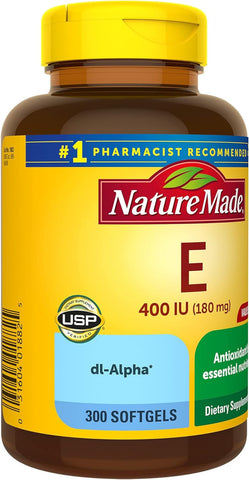 Vitamin E 180 Mg (400 IU) Dl-Alpha, Dietary Supplement for Antioxidant Support, 300 Softgels, 300 Day Supply