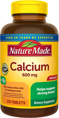 Calcium 600 Mg with Vitamin D3, Dietary Supplement for Bone Support, 220 Tablets (Pack of 1)
