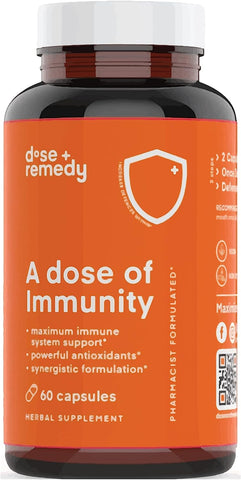 A Dose of Immunity Quercetin with Vitamin C and Zinc, Vitamin D, 500Mg Quercetin Bromelain with Echinacea & B Vitamins, Lung Immune Support Supplement 7 in 1 Immunity Defense Booster (60 Count)