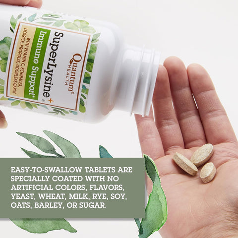 Super Lysine+ / Advanced Formula Lysine+ Immune Support with Vitamin C, Echinacea, Licorice, Propolis, Odorless Garlic (180 Tablets), Packaging May Vary