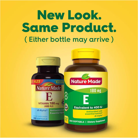 Vitamin E 180 Mg (400 IU) Dl-Alpha, Dietary Supplement for Antioxidant Support, 300 Softgels, 300 Day Supply